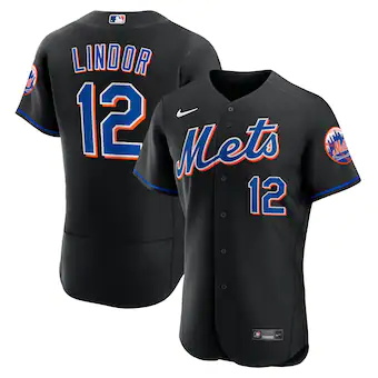 mens nike francisco lindor black new york mets 2022 alterna